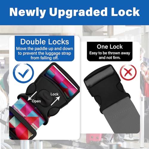 2 Pack Luggage Straps for Suitcases (24020 Colorful Block)