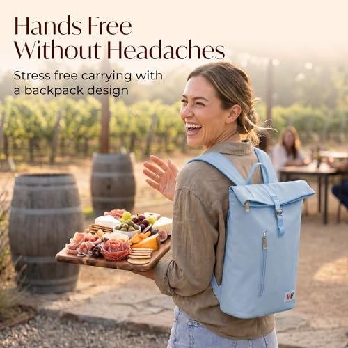Two Bottle Rolltop Wine Tote Bag (Light Blue)