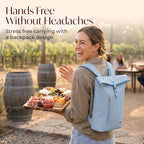 Two Bottle Rolltop Wine Tote Bag (Light Blue)