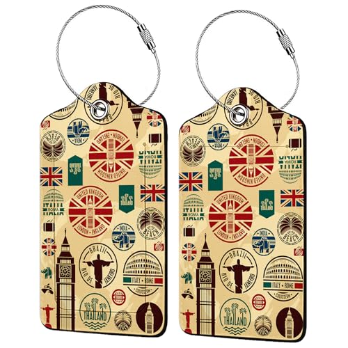 Travel Icons 2 Pack Luggage Tag for Suitcase (Travel Icons)