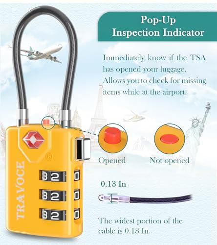 TSA Approved Luggage Locks (1.4*0.72*3.54 in / Yellow 2 Pack)