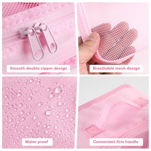 2 Packs Travel Packing Cubes 10 Pcs with Shoe Bags Pink (Pink)