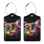 Cat Leather Luggage Tag with Stainless Steel Ring (4 PCS / Cat2)