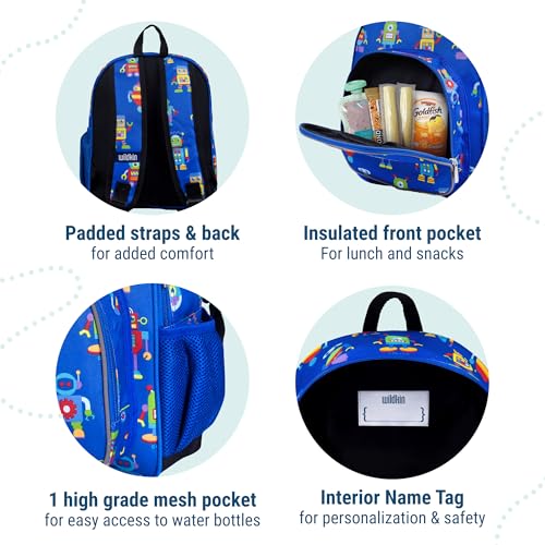 12 Inch Toddler Backpack for Kids (12 x 10 x 4.5 inches / Robots)