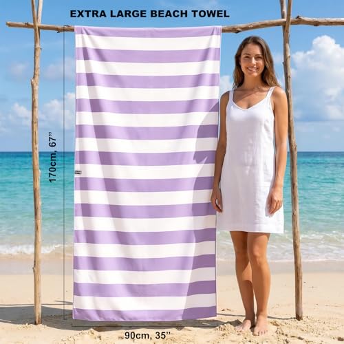 Microfiber Beach Towel Sand (D-lombok Lilac / Extra Large(67x35"))