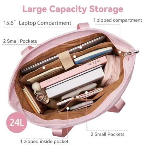 Tote Bag for Women (L-pink-fits 15.6" Laptop)
