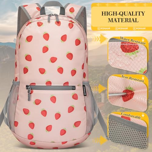 Lightweight Packable Backpack (20L / D-strawberry Print)