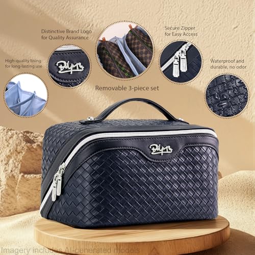 Travel Makeup Bag Cosmetic Bags for Women (L34 Dark Blue)