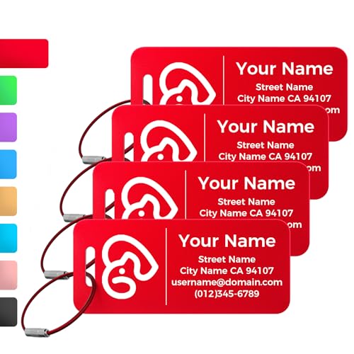 4PCS Personalized Luggage Tag (Red / Small)