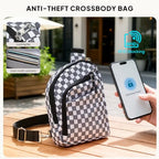 Anti Theft Crossbody Bags Small Crossbody Sling Bag for Women & Men (Black White Gingham)