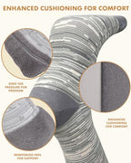 Thick Soft Cotton Compression Socks (Purple and Grey Stripes / Small-Medium)