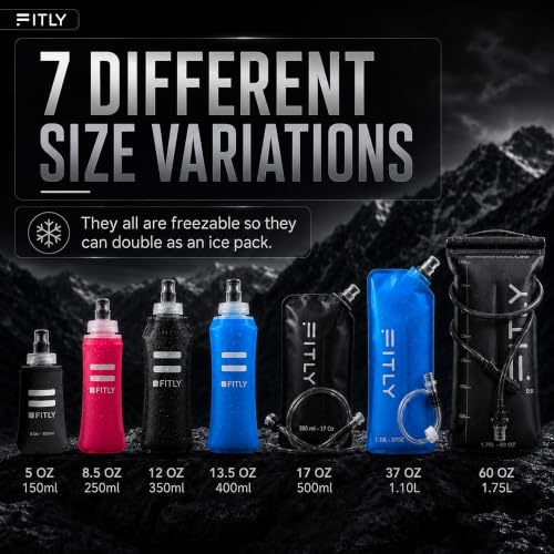 5 oz - 150ml (F1B) Soft Water Bottle Shrink As You Drink Soft Flask for Hydration Pack Folding Water Bottle Ideal for Running, Hiking, Cycling, Climbing & Rigorous Activity, Black (Black / 5 Ounces)