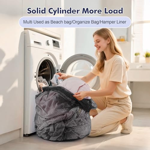3Pcs Mesh Laundry Bags Washing Machine Mesh Wash Bags Jumbo for Delicates Clothes (Black / Jumbo 3 pcs)