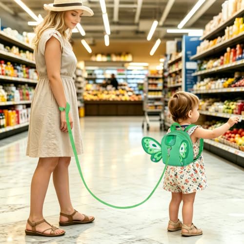 Toddler Harness Backpack Leash (Green Butterfly)