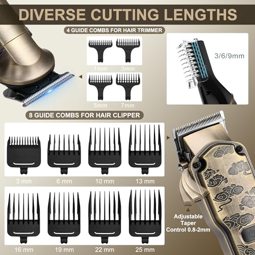 Professional Hair Clippers for Men Beard Trimmer Clippers and Trimmer Set Waterproof T (Bronze)