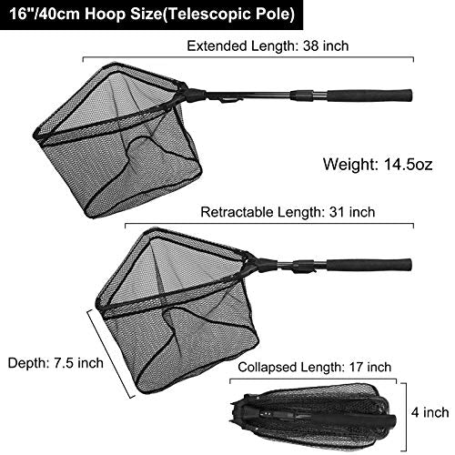 Fishing Net Fish Floating Landing Net with Handle (16/40cm Hoop Size (Telescopic Pole) / 1.0m (Extendable))