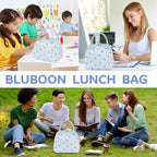 Lunch Bag for Women Men Cute Corduroy Lunch Tote Bags Reusable Insulated Lunch Box Large Capacity Reusable Insulated Cooler for Work Picnic or Travel (Blue Strawberry / 10L)