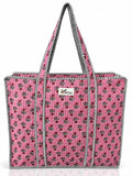 100% Cotton Quilted Tote Bag For Women (Pink Meadow)