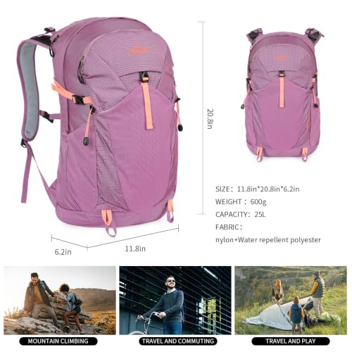 Hiking Hydration Backpack with 2L (Purple-3L Water Bladder)