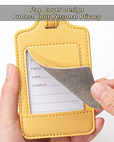 Leather Luggage Tags for Suitcases (Lichee Yellow)