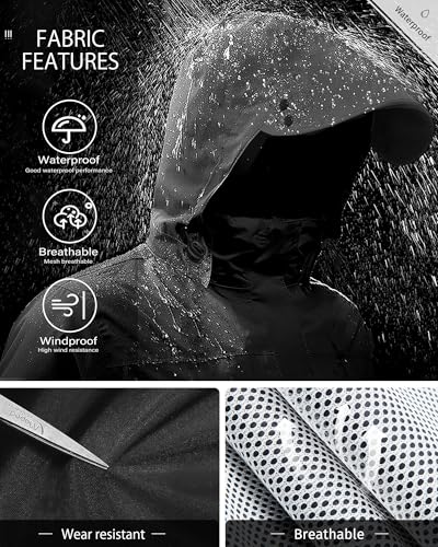 Rain Suit Waterproof Breathable Lightweight 2 (Medium / Black)