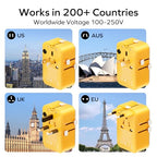 1 World Pocket Universal Travel Adapter (Lemon Yellow / 25W)