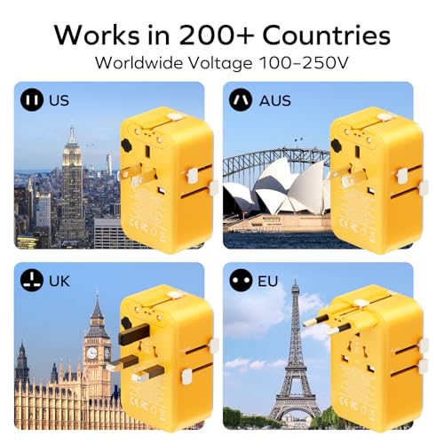1 World Pocket Universal Travel Adapter (Lemon Yellow / 25W)