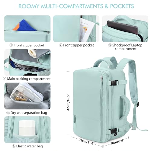 Travel Backpack for Women (Mint Green / Large)