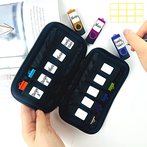 10 Slots Neoprene USB Flash Drive Case with 20 Identification Labels (Black-10Slots)