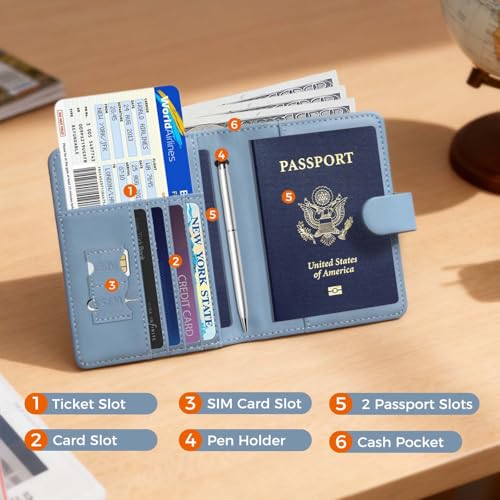Premium Leather Passport Holder Covers Case (UP-GREY GREEN)