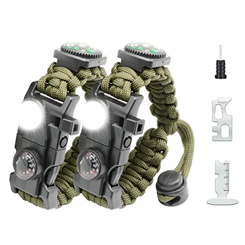 20 in 1 Paracord Bracelet (Green 2PCS)