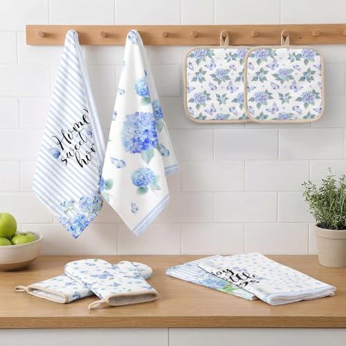 Blue Hydrangea Kitchen Decor Set (Blue Hydrangea)