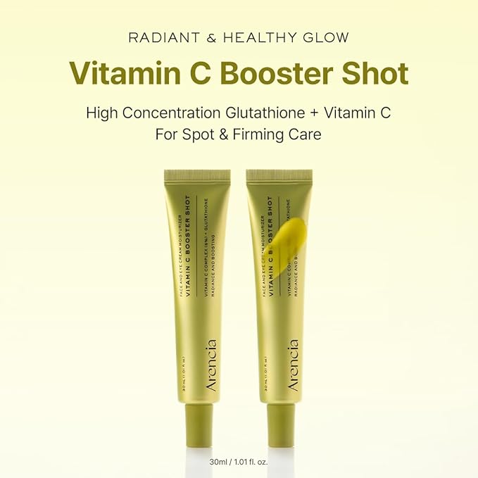 Arencia Vitamin C Booster Shot Serum with Glutathione, Niacinamide and Vitamin E for Dark Spot Care, Fine Lines & Wrinkles, Glass Skin, Korean Skincare 30ml/1.01 fl.oz