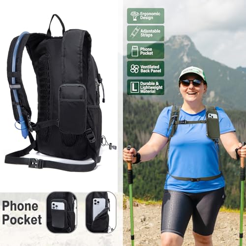 Insulated Hydration Backpack Pack with 2L Water Bladder Lightweight 22L Hiking Backpack Bag for Women Men Daypack for Hiking Running Festival Camping Biking