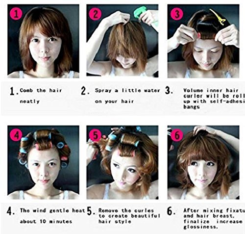 Kamay's Small Size Hair Rollers Curlers Self Grip Holding, For Hairdressing, Design Gripping Sticky Cling Style For DIY Or Salon (25mm/1" 12PCS) Random Color