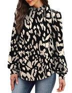 Womens Fall Fashion 2026 Long Sleeve Shirts Tops for Teachers School Outfits for Teachers Early Fall Clothes Fashion Winter Clothing for Women Trendy Ladies Blouses Black Beige Leopard 2XL (03 - Black Beige Leopard / XX-Large)