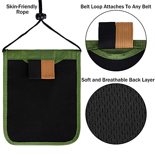 Travel Pouch Neck Wallet Family Passport Holder Organizer Case with RFID Blocking (6x7.5In / Green)