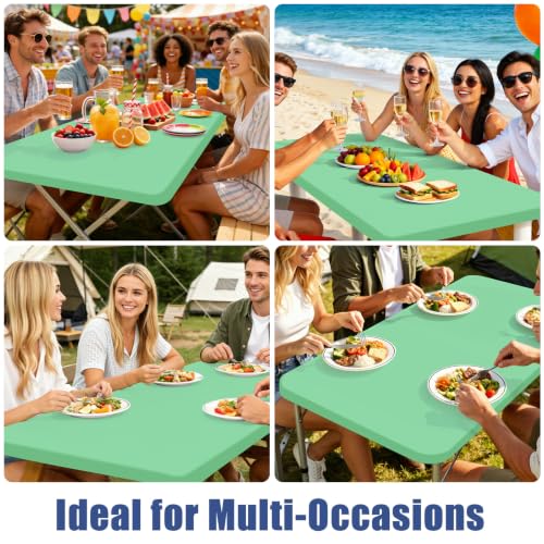 2 Pack Rectangle Spandex Fitted Table Cloth (Bright Green / 72" x 30" (Rectangular))