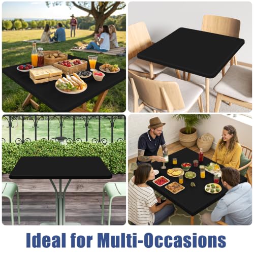 2 Pack Square Spandex Fitted Table Cloth (Black / 48" x 48" (Square))