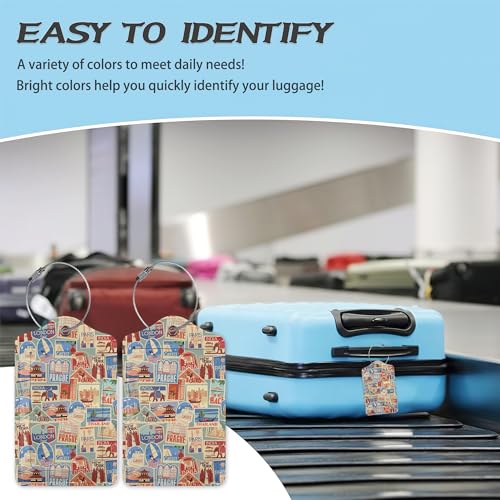 3 Pack Luggage Tag for Suitcase (Travel Stamp)