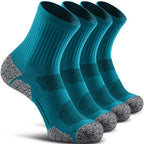 Unisex Cushioned Compression Sport Quarter Socks (Large / 4-pairs Aqua-green)