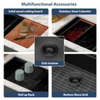 33 Inch Matte Black Double Bowl Kitchen Sinks Undermount (Matte Black-Workstation / 33''x19''-60/40)