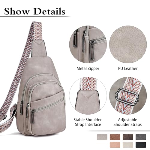 Sling Bag Crossbody Bags for Women Small Cross Body Bag Fanny Packs Chest Sling Purse for Daily Travel Leisure Sport (2-1 Grey)