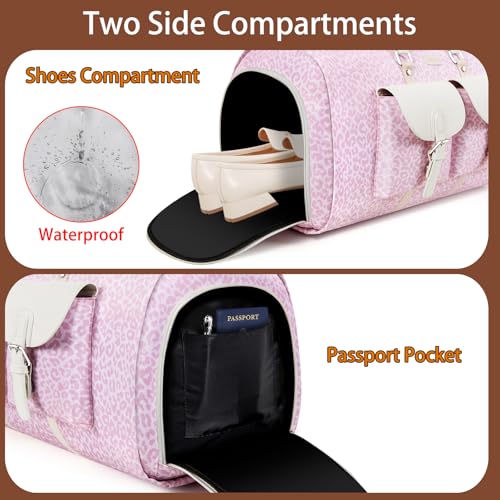 Garment Bag for Travel Convertible Carry on Travel Duffel Bag for Men Women (A06-Pink)