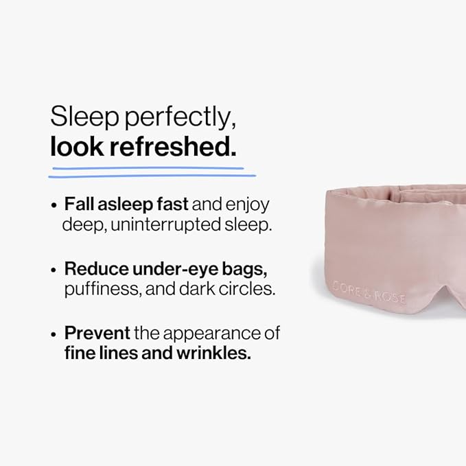 Dore & Rose Deep Sleep Mask Light Blocking, 23 Momme Mulberry Silk Eye Mask - Image 2