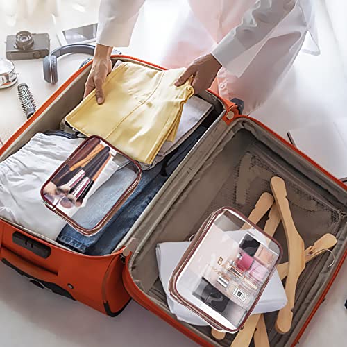 3Pcs Crystal Clear PVC Travel Toiletry Bag Kit for Women Men (1 Large, 1 Medium, 1 Small-Grey / 3 Piece Set)