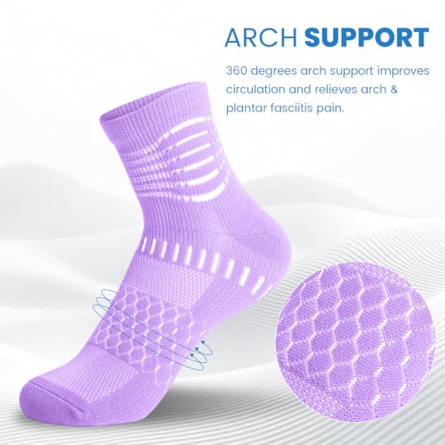 Ankle Compression Socks Women Men Plantar Fasciitis Relief 3 Pairs (Large / Pink(3 Pairs))