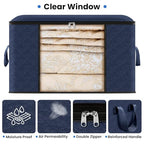 3 Pack Storage Bags for Clothes Blanket Storage Bins with Lids (3 Pack-60l / Blue)