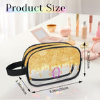 Personalized Clear Makeup Bag with Name (Gold)