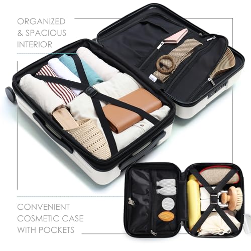 20 Inch Carry On Luggage 22x14x9 Airline Approved (Carry-on 20 Inch / White)